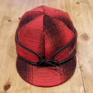 Stormy Kromer Hat Size 7 3/8 Fitted Red Buffalo Plaid Leinerkugels Logo Wool